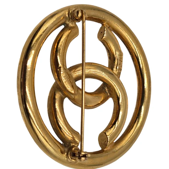 #1 Chanel Coco Mark Gold Interlocking C Brooch - Picture 8 of 15